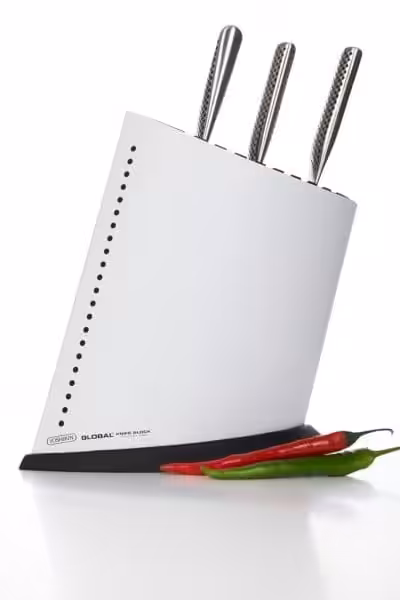 White sailboat-shaped block for 9 knives | Global