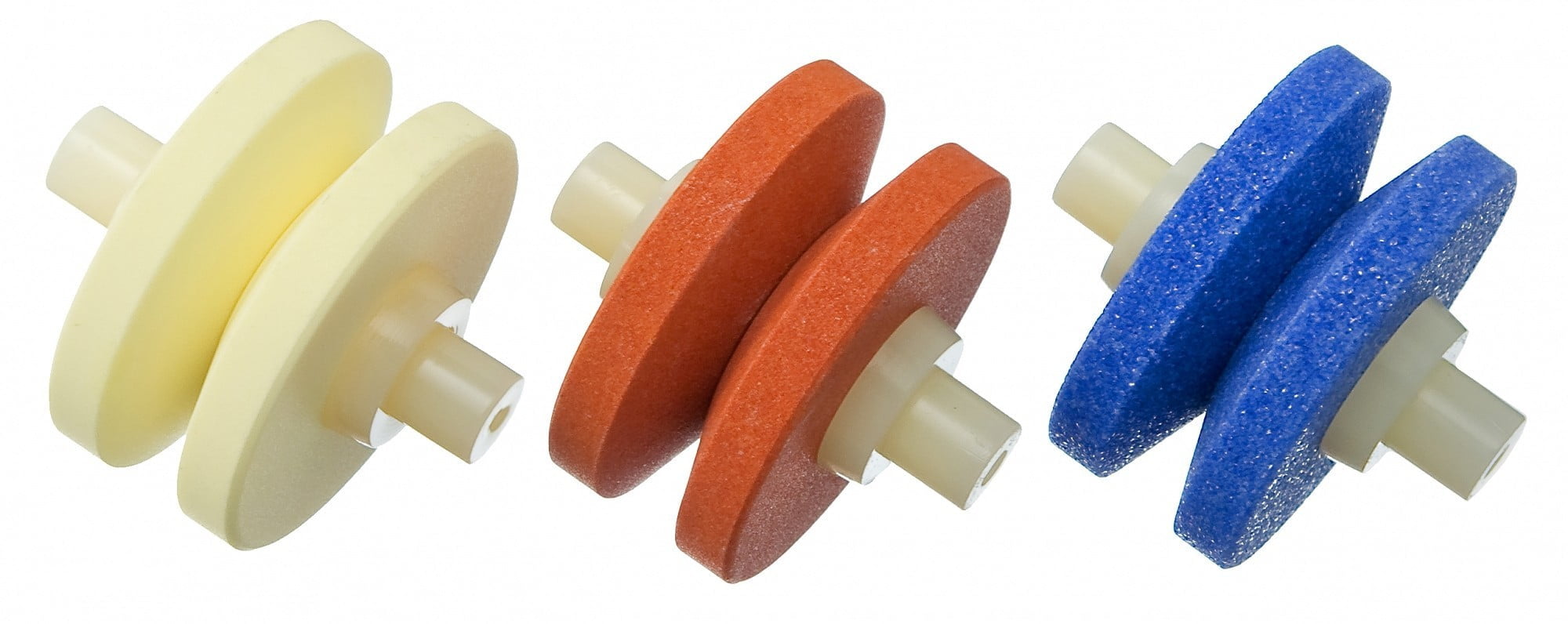 Lot De 3 Meules Céramique De Remplacement Pour Aiguiseur Minosharp Plus 3 (Modèle 550) - Jaune Fine, Marron Medium, Bleue Grosse