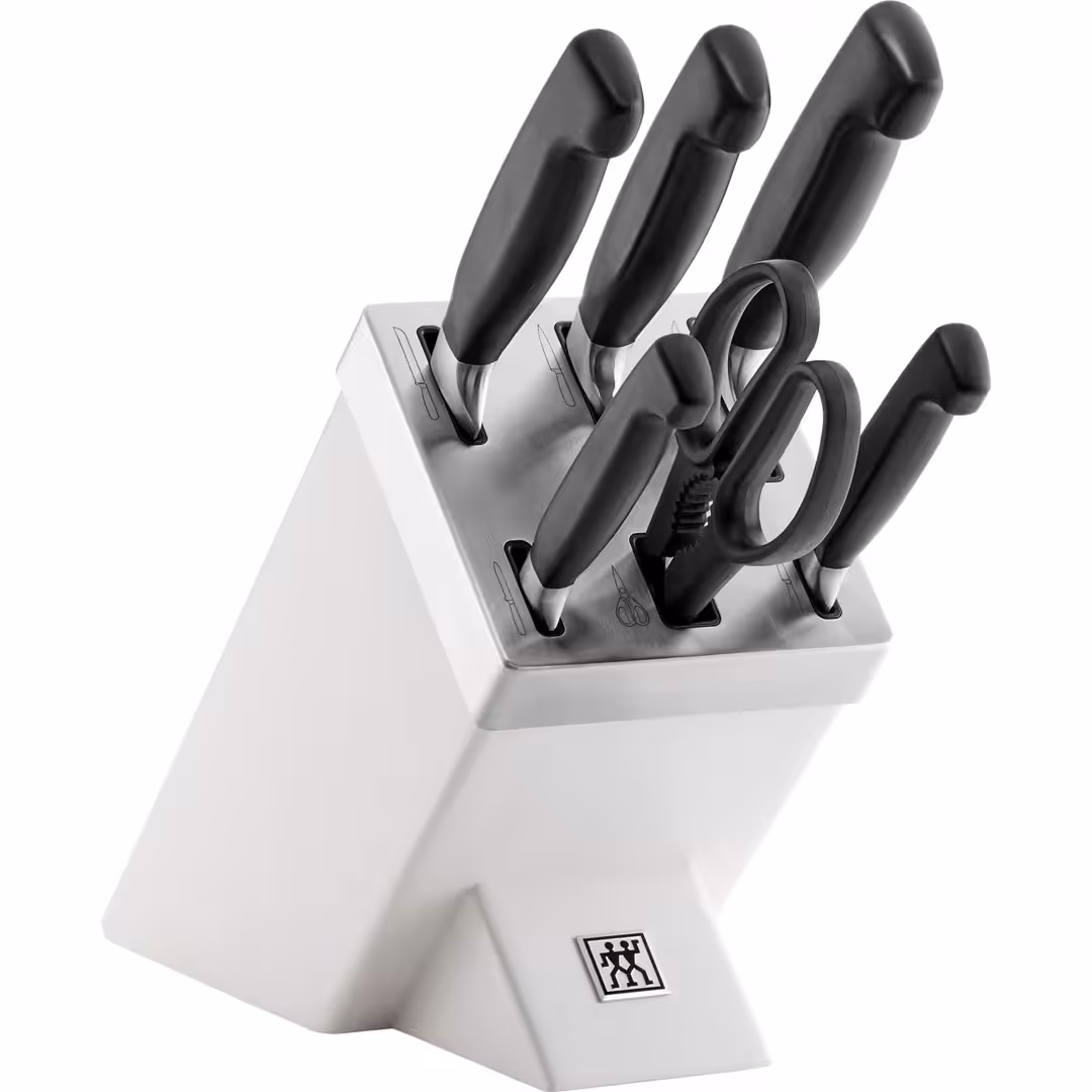 ZWILLING FOUR STAR Zestaw 5 noży w bloku samoostrzącym biały